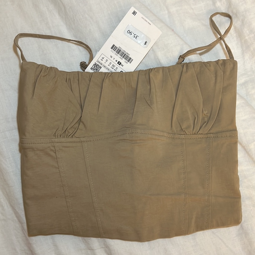 Zara beige / tan summer top